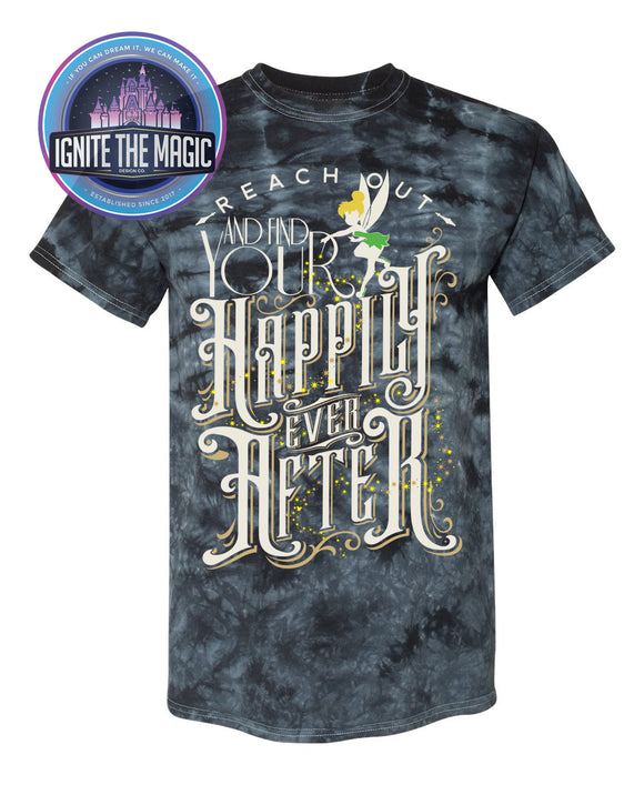 Happily Ever After - White Print - Unisex Tie Dye Tees