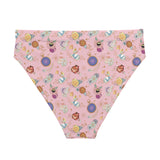 Golden Afternoon Pink Print Recycled high-waisted bikini bottom