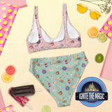 Golden Afternoon Print Mix Color Recycled high-waisted bikini
