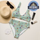 Golden Afternoon Mint Print Recycled high-waisted bikini