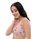 Golden Afternoon Pink Print Recycled padded bikini top