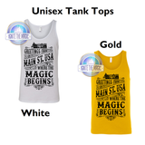 Greetings from Main Street, USA - Black Print - Unisex Tees + Tanks